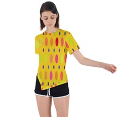 Banner-polkadot-yellow Asymmetrical Short Sleeve Sports Tee