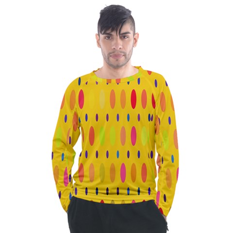 Banner-polkadot-yellow Men s Long Sleeve Raglan Tee by nate14shop