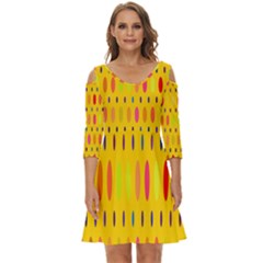 Banner-polkadot-yellow Shoulder Cut Out Zip Up Dress