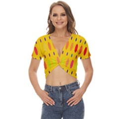 Banner-polkadot-yellow Twist Front Crop Top by nate14shop