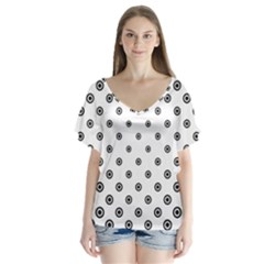 Circle V-neck Flutter Sleeve Top by nate14shop