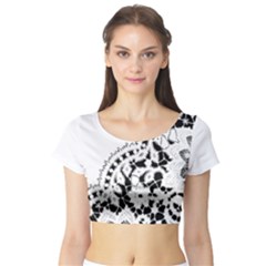 Im Fourth Dimension Black White 3 Short Sleeve Crop Top