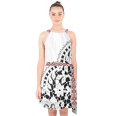 Im Fourth Dimension Black White 3 Halter Collar Waist Tie Chiffon Dress