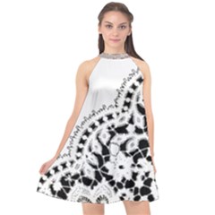 Im Fourth Dimension Black White 3 Halter Neckline Chiffon Dress 