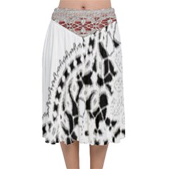 Im Fourth Dimension Black White 3 Velvet Flared Midi Skirt