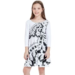 Im Fourth Dimension Black White 3 Kids  Quarter Sleeve Skater Dress by imanmulyana