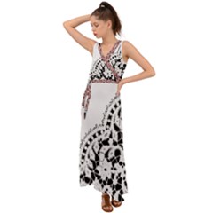 Im Fourth Dimension Black White 3 V-neck Chiffon Maxi Dress by imanmulyana