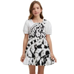 Im Fourth Dimension Black White 3 Kids  Short Sleeve Dolly Dress