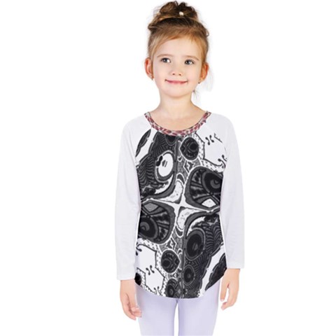 Im Fourth Dimension Black White 4 Kids  Long Sleeve Tee by imanmulyana