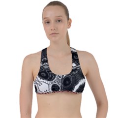 Im Fourth Dimension Black White 4 Criss Cross Racerback Sports Bra by imanmulyana