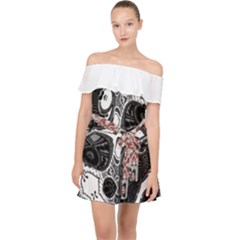 Im Fourth Dimension Black White 4 Off Shoulder Chiffon Dress by imanmulyana