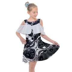 Im Fourth Dimension Black White 4 Kids  Shoulder Cutout Chiffon Dress