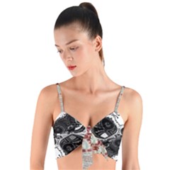 Im Fourth Dimension Black White 4 Woven Tie Front Bralet by imanmulyana