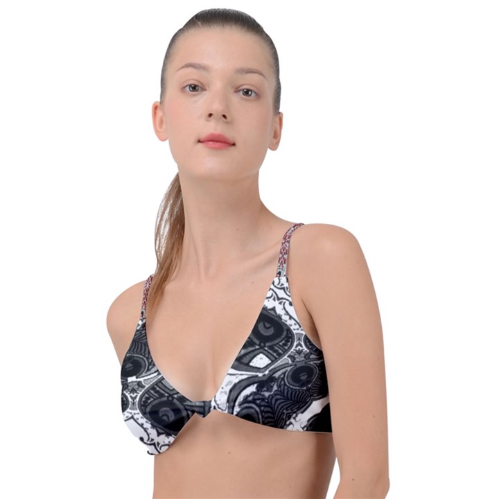 IM Fourth Dimension Black White 4 Knot Up Bikini Top