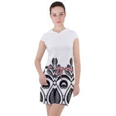 Im Fourth Dimension Black White 5 Drawstring Hooded Dress by imanmulyana