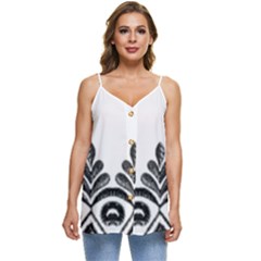 Im Fourth Dimension Black White 5 Casual Spaghetti Strap Chiffon Top