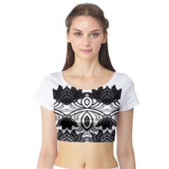 IM Fourth Dimension Black White 6 Short Sleeve Crop Top