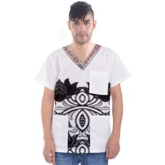 IM Fourth Dimension Black White 6 Men s V-Neck Scrub Top