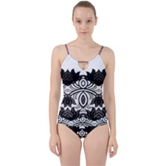 IM Fourth Dimension Black White 6 Cut Out Top Tankini Set