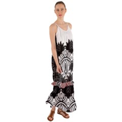 IM Fourth Dimension Black White 6 Cami Maxi Ruffle Chiffon Dress