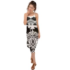 IM Fourth Dimension Black White 6 Waist Tie Cover Up Chiffon Dress