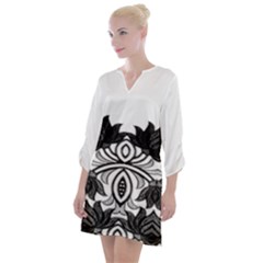 Im Fourth Dimension Black White 6 Open Neck Shift Dress