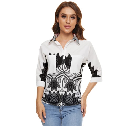 Im Fourth Dimension Black White 6 Women s Quarter Sleeve Pocket Shirt by imanmulyana