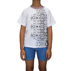 IM Fourth Dimension Black White 7 Kids  Short Sleeve Swimwear