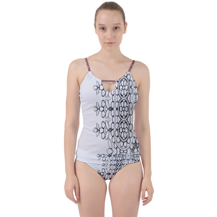 IM Fourth Dimension Black White 7 Cut Out Top Tankini Set