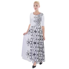 IM Fourth Dimension Black White 7 Half Sleeves Maxi Dress