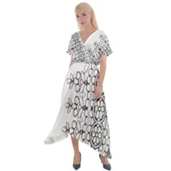 Im Fourth Dimension Black White 7 Cross Front Sharkbite Hem Maxi Dress