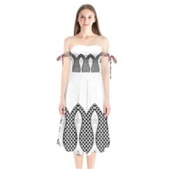 Im Fourth Dimension Black White 8 Shoulder Tie Bardot Midi Dress by imanmulyana