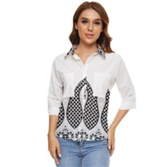 IM Fourth Dimension Black White 8 Women s Quarter Sleeve Pocket Shirt