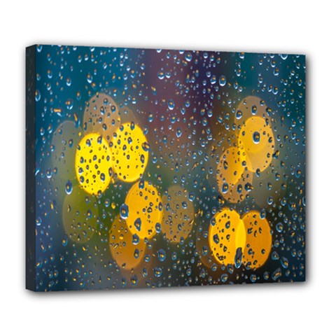  Raindrops Window Glass Deluxe Canvas 24  X 20  (stretched) by artworkshop