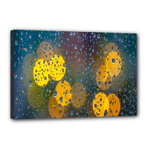  Raindrops Window Glass Canvas 18  X 12  (stretched) by artworkshop