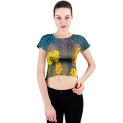  Raindrops Window Glass Crew Neck Crop Top by artworkshop