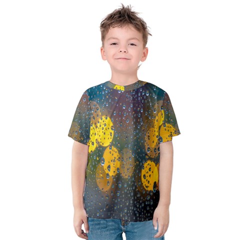  Raindrops Window Glass Kids  Cotton Tee by artworkshop