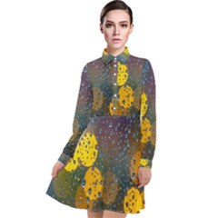  Raindrops Window Glass Long Sleeve Chiffon Shirt Dress by artworkshop