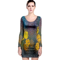  Raindrops Window Glass Long Sleeve Bodycon Dress by artworkshop