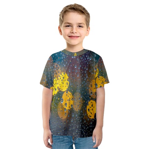  Raindrops Window Glass Kids  Sport Mesh Tee by artworkshop