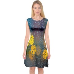  Raindrops Window Glass Capsleeve Midi Dress by artworkshop