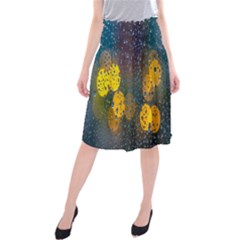  Raindrops Window Glass Midi Beach Skirt by artworkshop