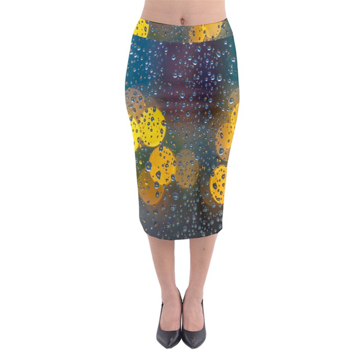  Raindrops Window Glass Midi Pencil Skirt