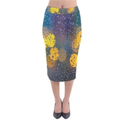  Raindrops Window Glass Velvet Midi Pencil Skirt by artworkshop