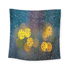  Raindrops Window Glass Square Tapestry (small) by artworkshop