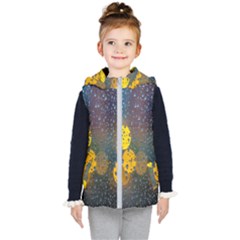  Raindrops Window Glass Kids  Hooded Puffer Vest by artworkshop