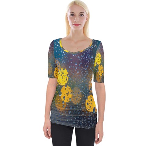  Raindrops Window Glass Wide Neckline Tee by artworkshop