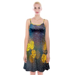  Raindrops Window Glass Spaghetti Strap Velvet Dress by artworkshop