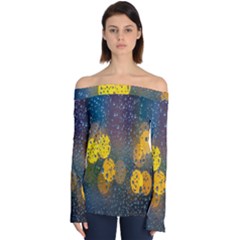  Raindrops Window Glass Off Shoulder Long Sleeve Top by artworkshop