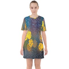  Raindrops Window Glass Sixties Short Sleeve Mini Dress by artworkshop